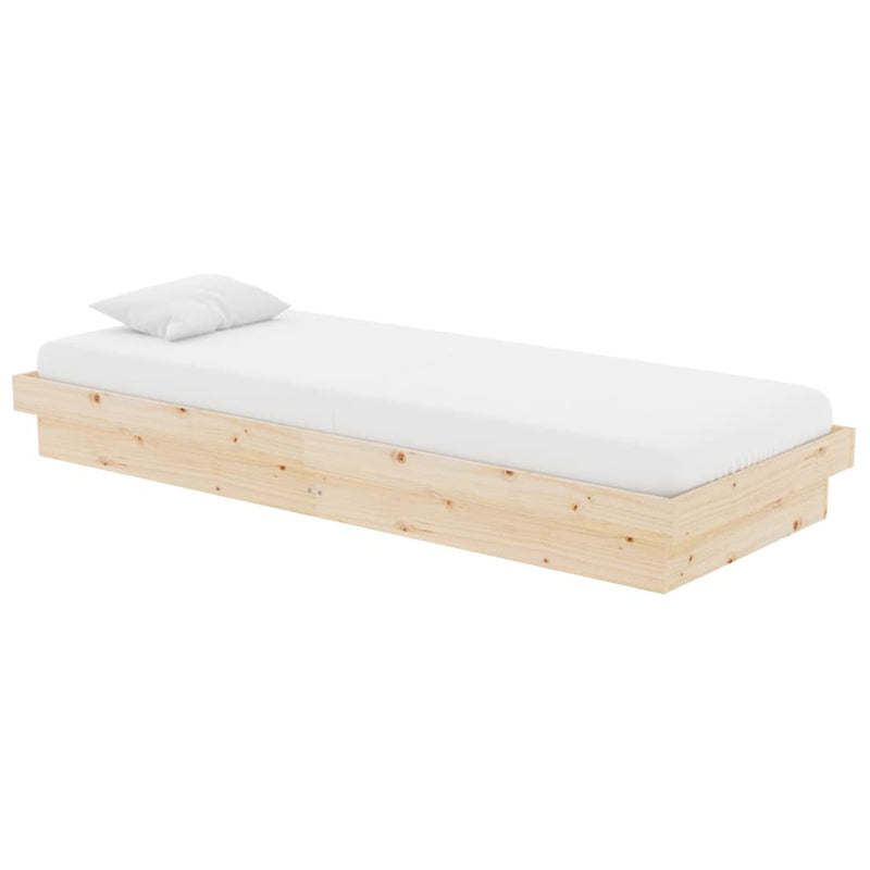 Cadru de pat mic single, 75x190 cm, lemn masiv