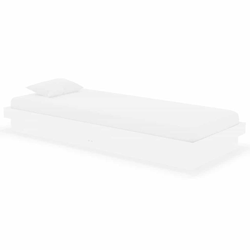 Cadru de pat mic single, alb, 75x190 cm, lemn masiv
