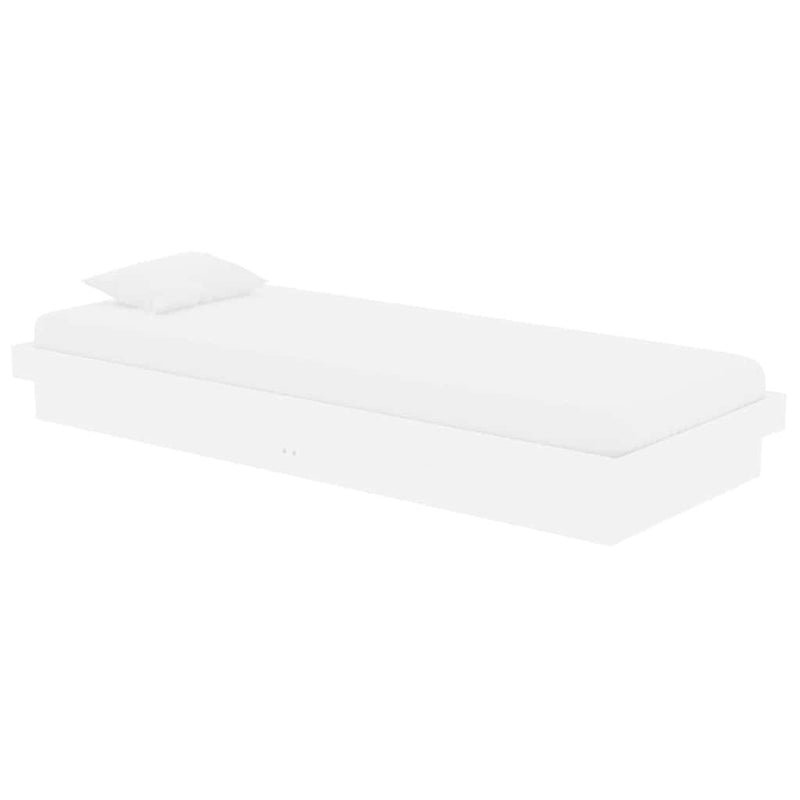 Cadru de pat mic single, alb, 75x190 cm, lemn masiv