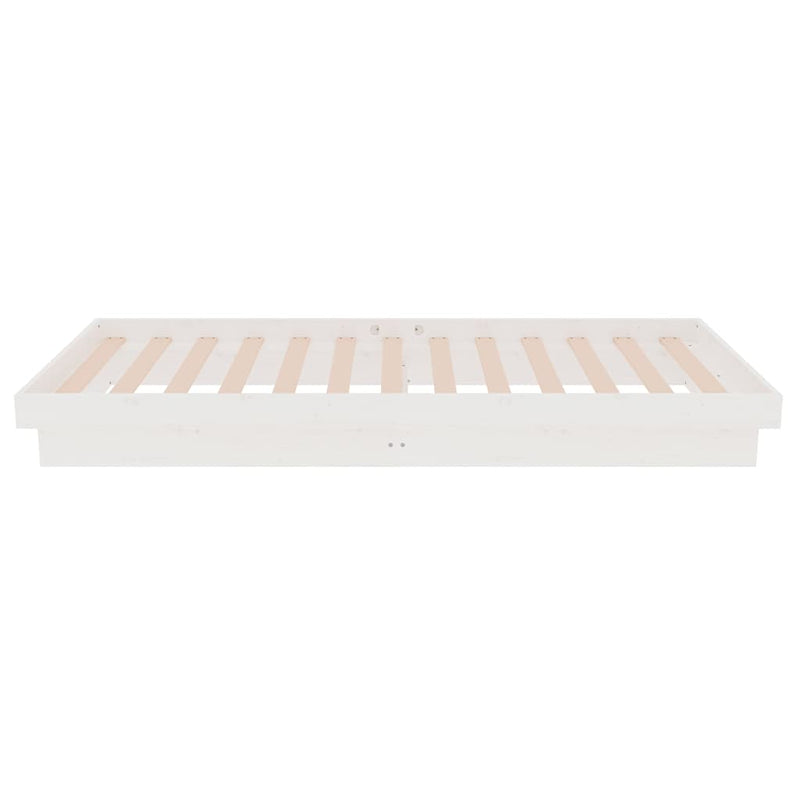 Cadru de pat mic single, alb, 75x190 cm, lemn masiv