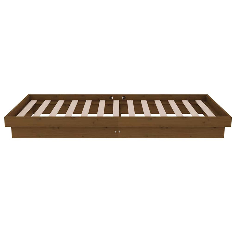Cadru de pat mic single, maro miere, 75x190 cm, lemn masiv