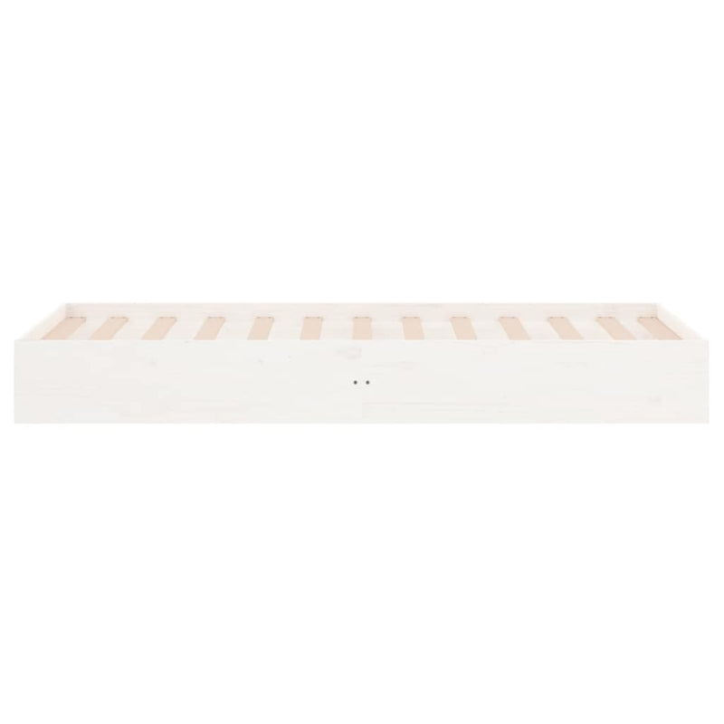 Cadru de pat mic single, alb, 75x190 cm, lemn masiv