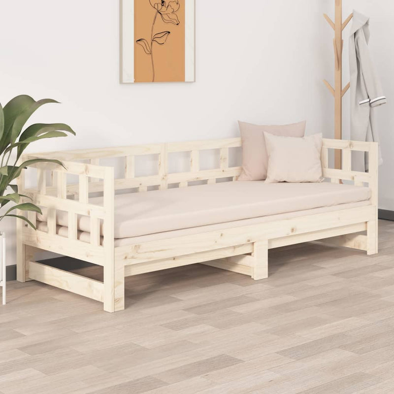 Pat extensibil de zi, 2x(80x200) cm, lemn masiv de pin