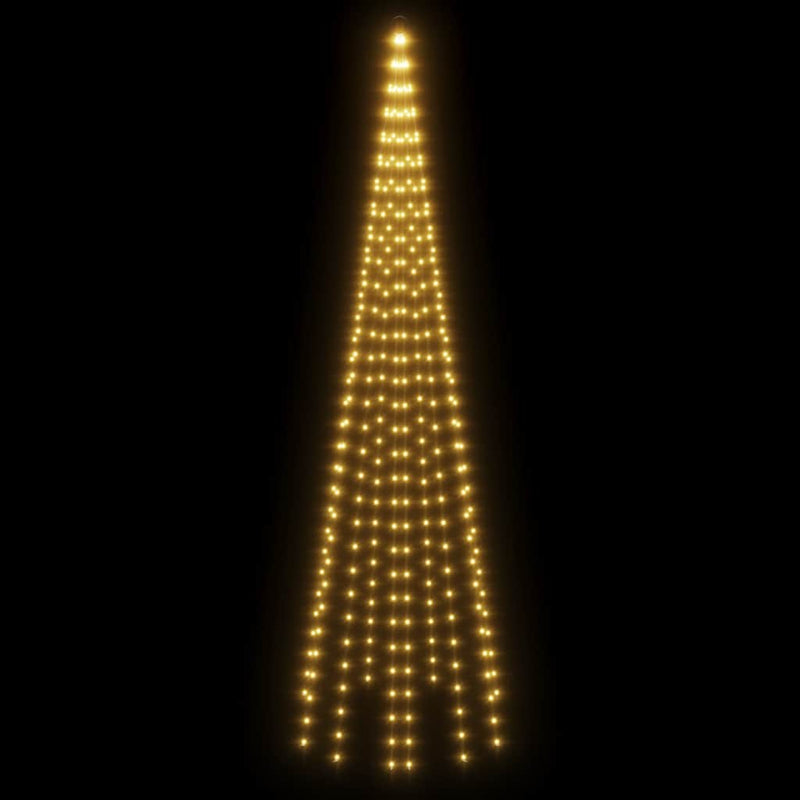 Brad de Crăciun pe catarg, 310 LED-uri, alb cald, 300 cm