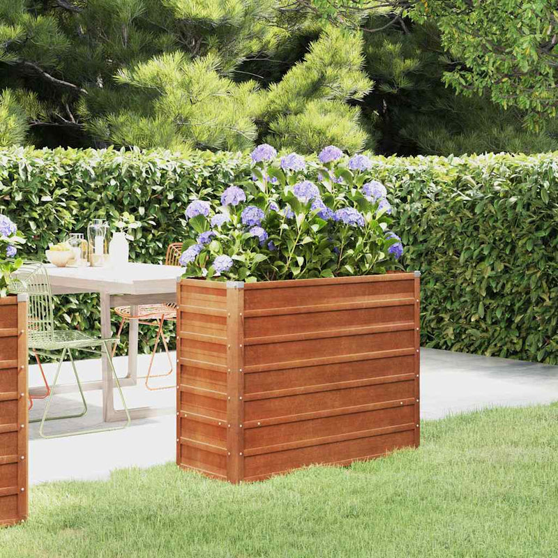 Strat înălțat de grădină, ruginiu, 100x40x77 cm, oțel corten