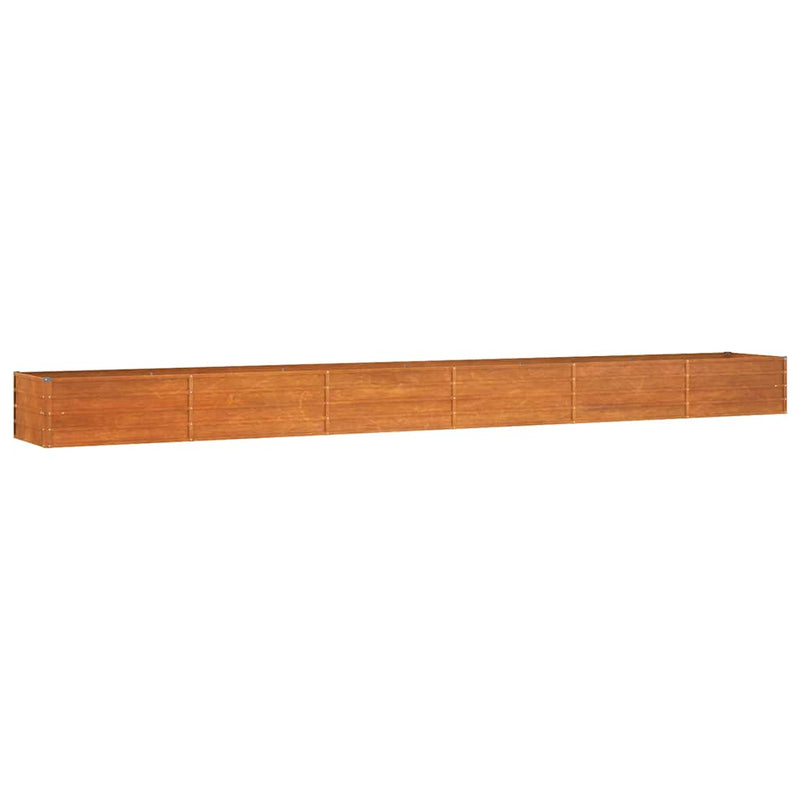 Strat înălțat de grădină, ruginiu, 600x80x45 cm, oțel corten