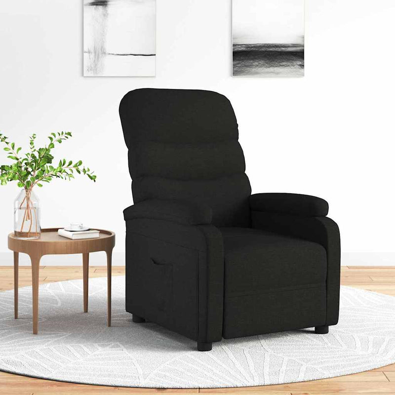 Fotoliu rabatabil, negru, material textil