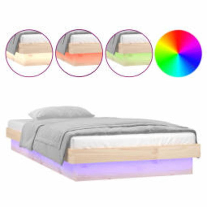 Cadru de pat cu LED, 100x200 cm, lemn masiv
