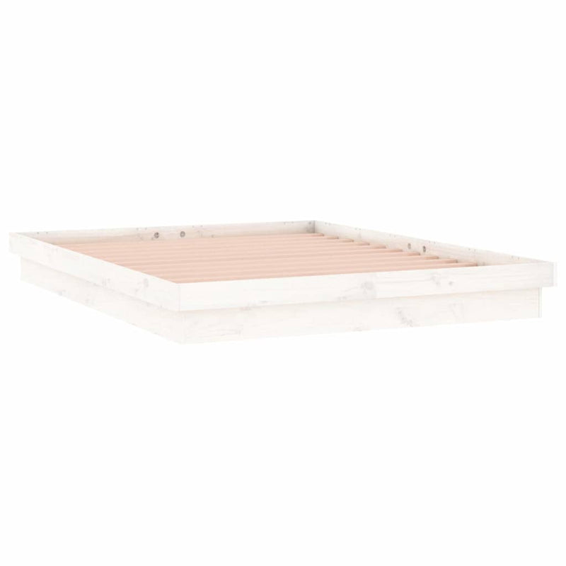 Cadru de pat LED Super King Size, alb, 180x200 cm, lemn masiv