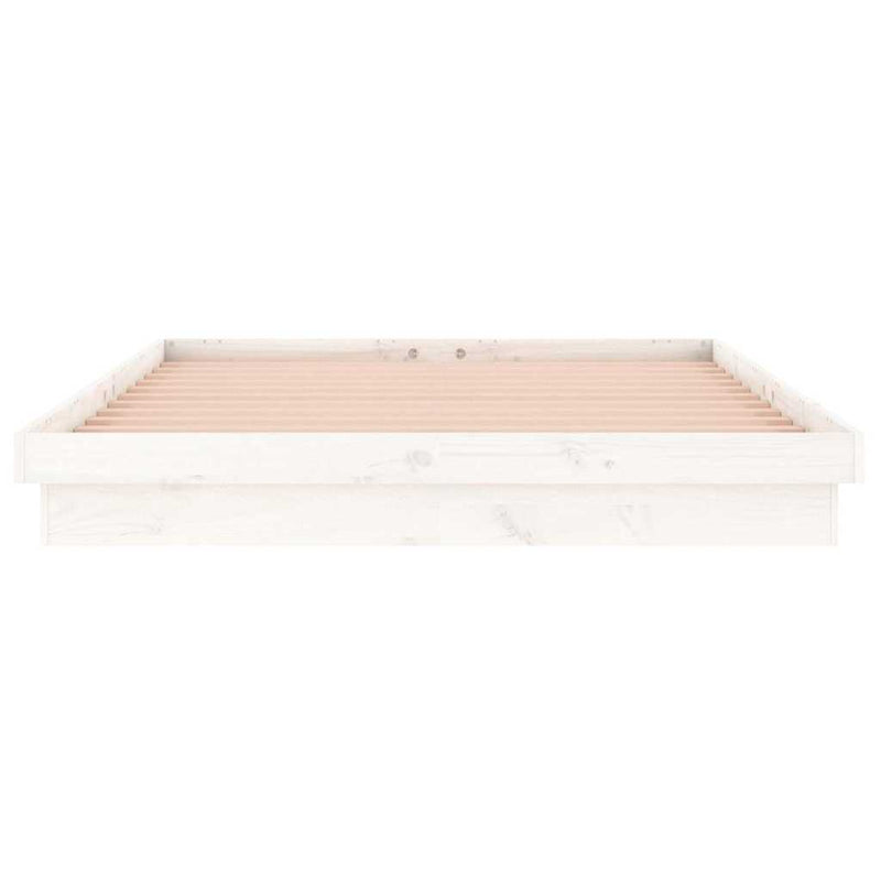 Cadru de pat LED Super King Size, alb, 180x200 cm, lemn masiv