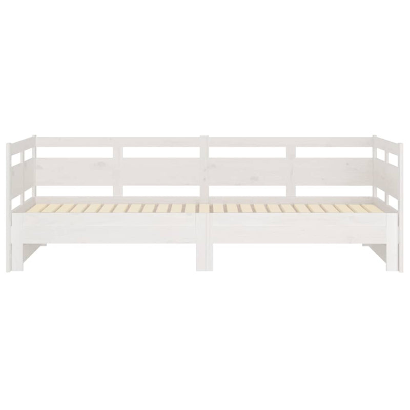 Pat de zi extensibil, alb, 2x(80x200) cm, lemn masiv de pin