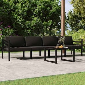 Set mobilier de grădină cu perne, 5 piese, antracit, aluminiu