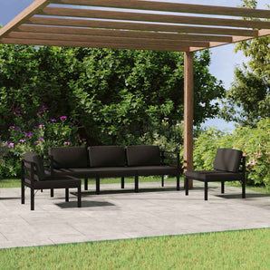 Set mobilier de grădină cu perne, 5 piese, antracit, aluminiu