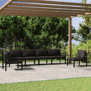 Set mobilier de grădină cu perne, 6 piese, antracit, aluminiu