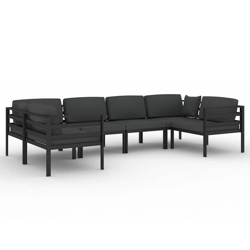 Set mobilier de grădină cu perne, 6 piese, antracit, aluminiu