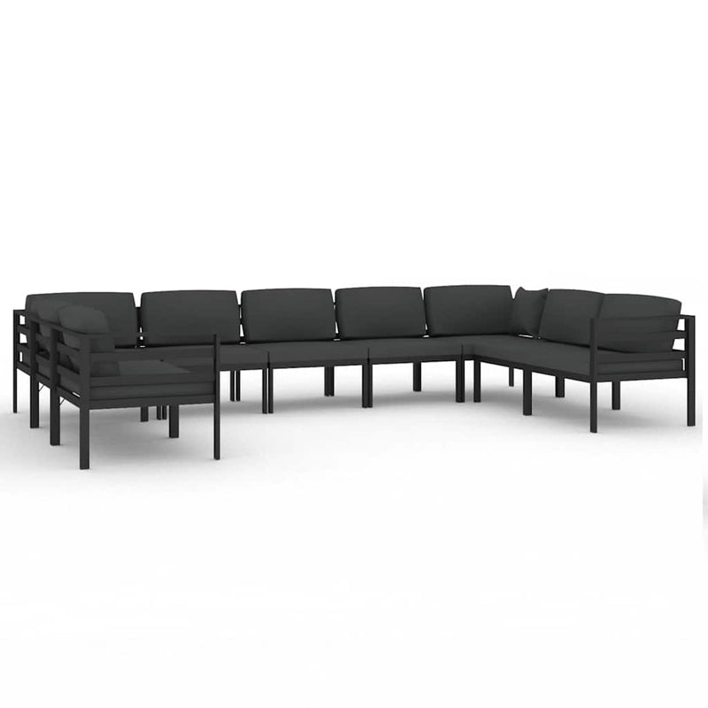 Set mobilier de grădină cu perne, 9 piese, antracit, aluminiu