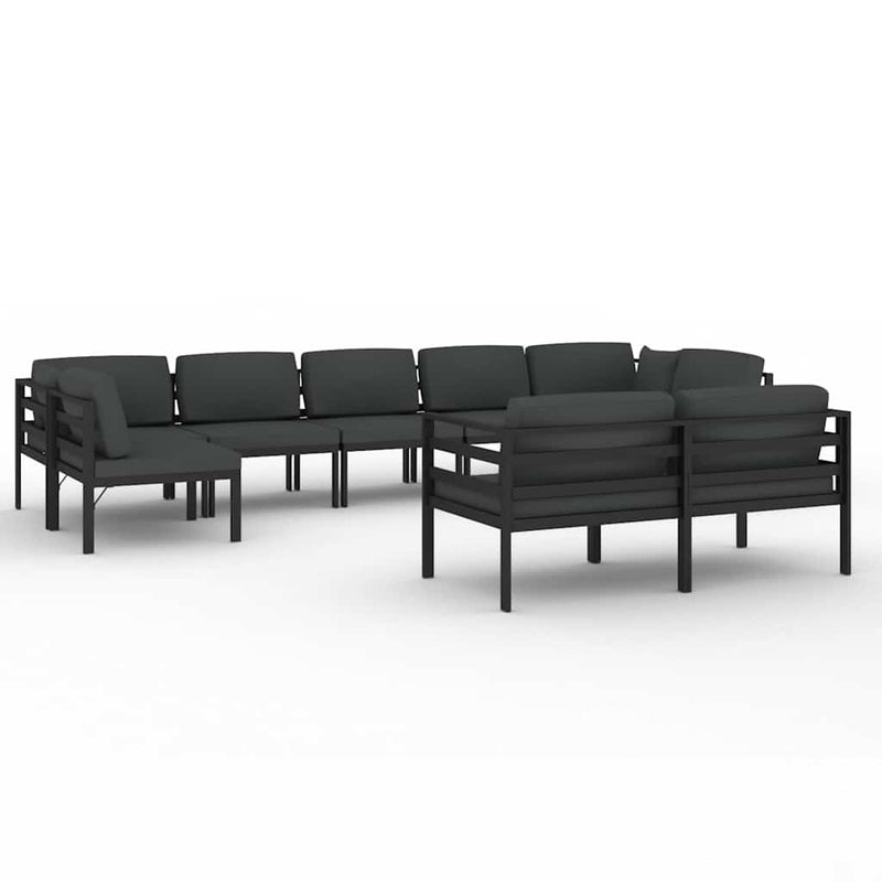 Set mobilier de grădină cu perne, 9 piese, antracit, aluminiu