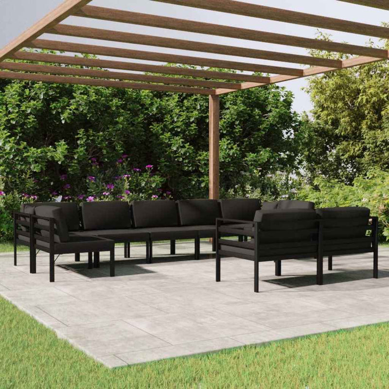 Set mobilier de grădină cu perne, 9 piese, antracit, aluminiu