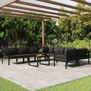 Set mobilier de grădină cu perne, 9 piese, antracit, aluminiu