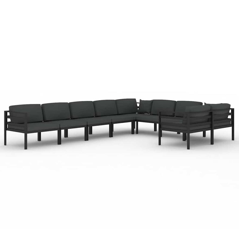 Set mobilier de grădină cu perne, 9 piese, antracit, aluminiu