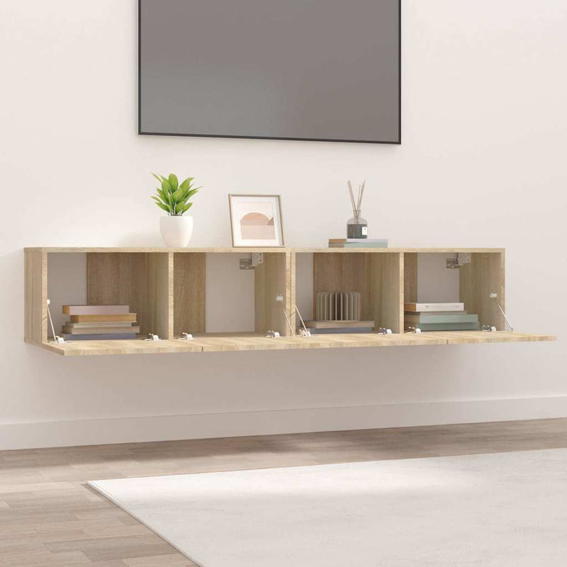 Comode TV, 2 buc., stejar sonoma, 80x30x30 cm, lemn compozit