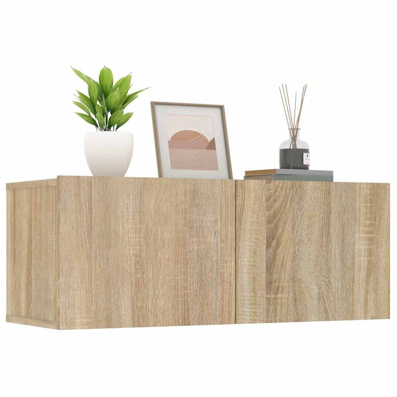 Comode TV, 2 buc., stejar sonoma, 80x30x30 cm, lemn compozit