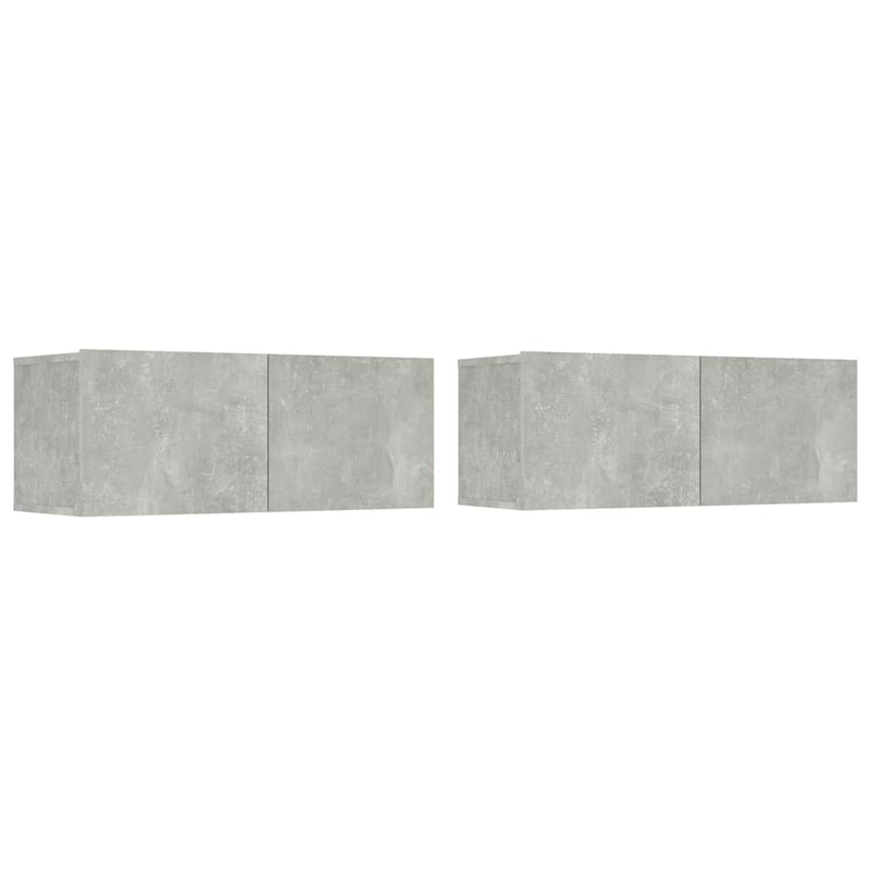 Comode TV, 2 buc., gri beton, 80x30x30 cm, lemn compozit