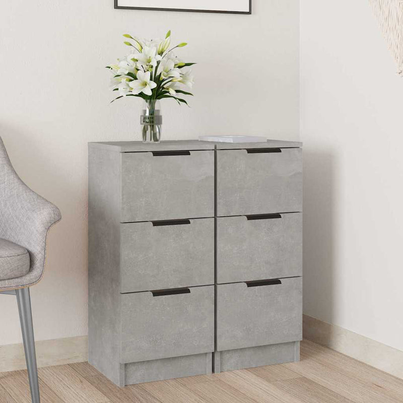 Dulapuri, 2 buc., gri beton, 30x30x70 cm, lemn compozit