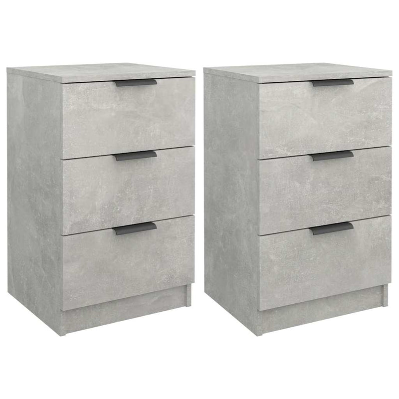 Noptiere, 2 buc., gri beton, 40x36x65 cm