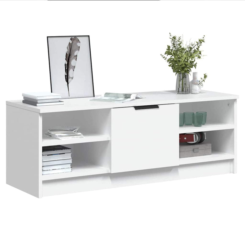 Comodă TV, alb, 102x35,5x36,5 cm, lemn compozit