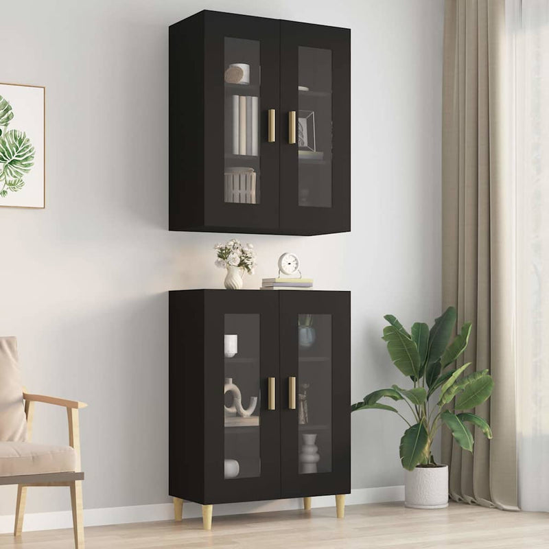 Dulap de perete suspendat, negru, 69,5x34x90 cm