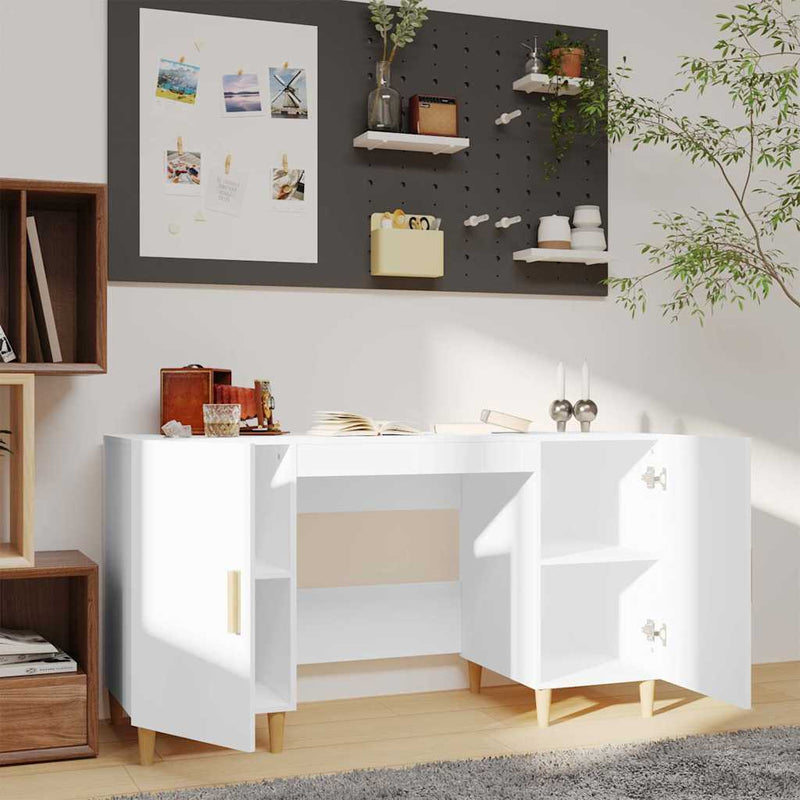 Birou, alb, 140x50x75 cm, lemn compozit