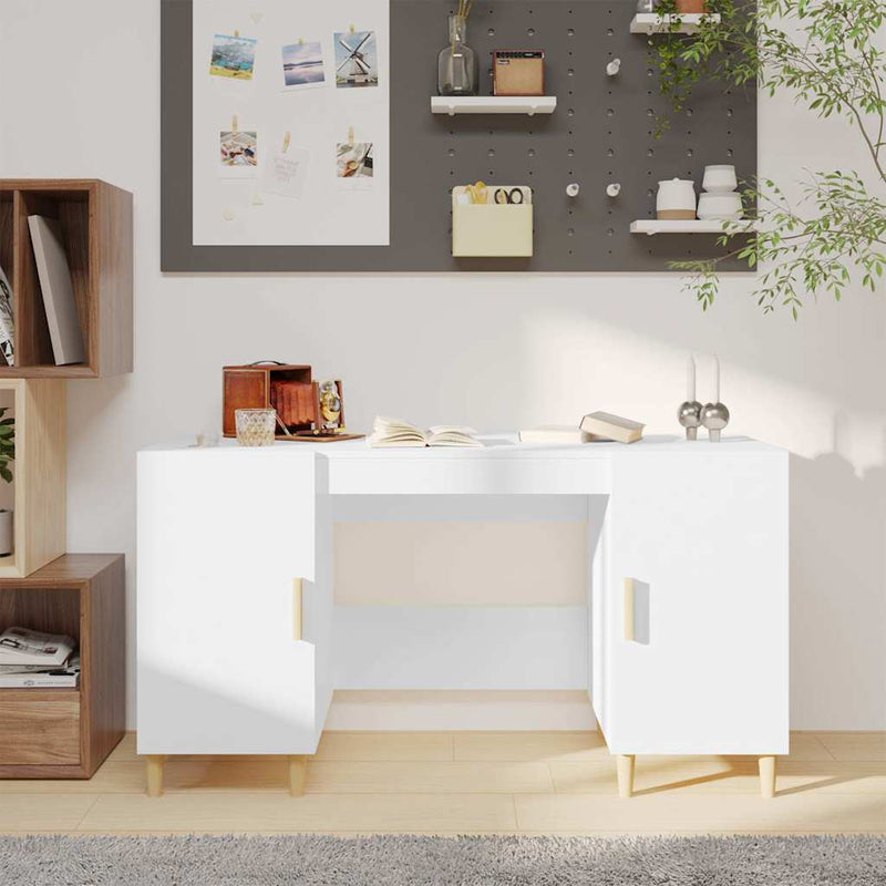 Birou, alb, 140x50x75 cm, lemn compozit