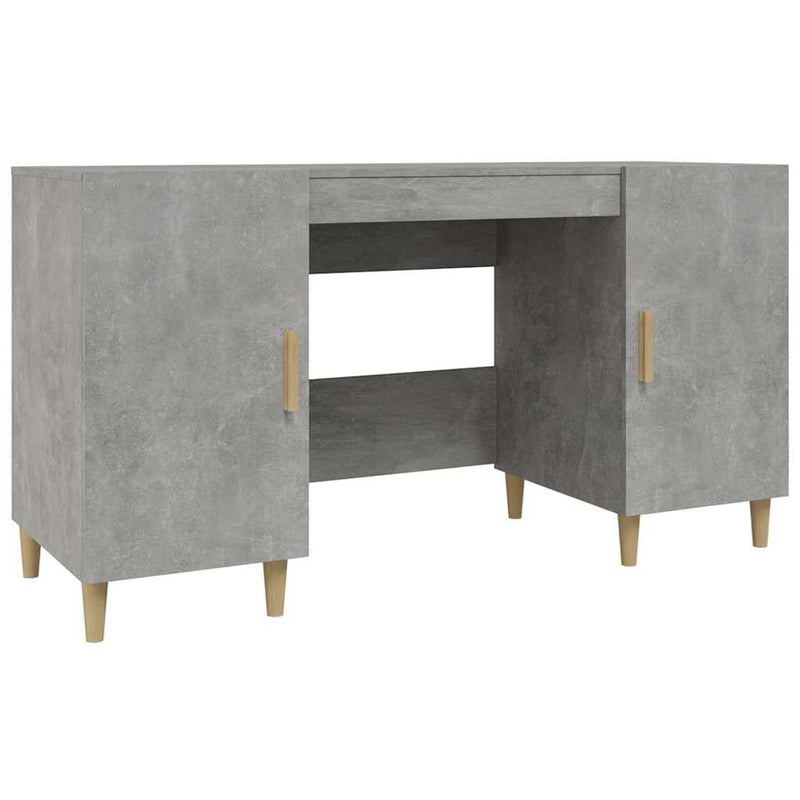 Birou, gri beton, 140x50x75 cm, lemn compozit