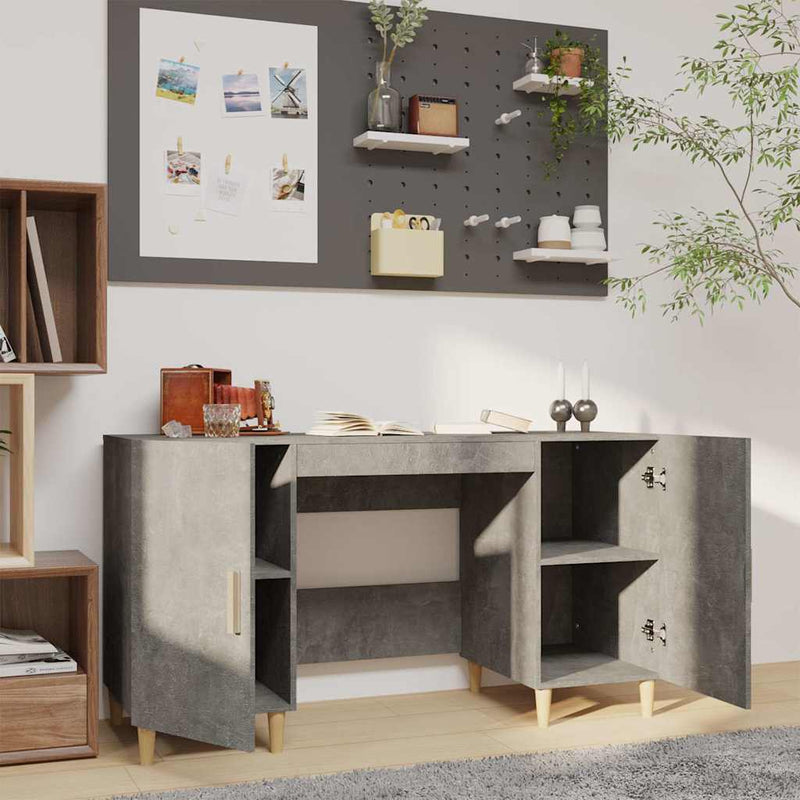 Birou, gri beton, 140x50x75 cm, lemn compozit