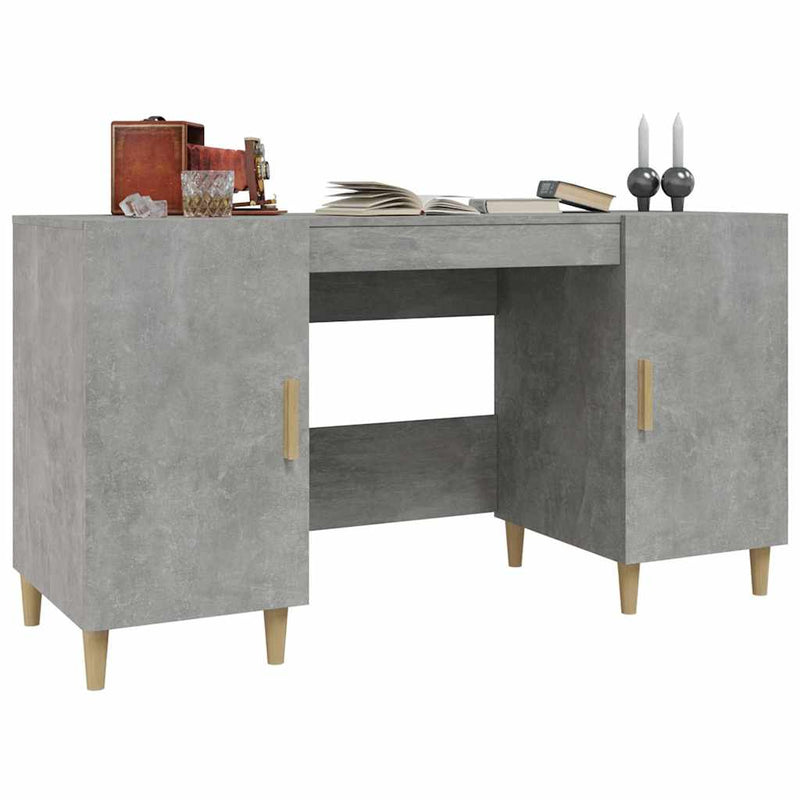 Birou, gri beton, 140x50x75 cm, lemn compozit