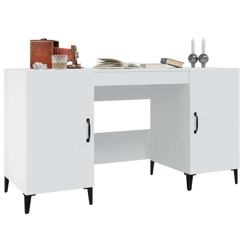 Birou, alb, 140x50x75 cm, lemn compozit