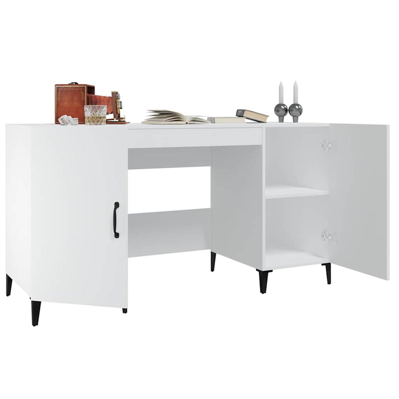 Birou, alb, 140x50x75 cm, lemn compozit