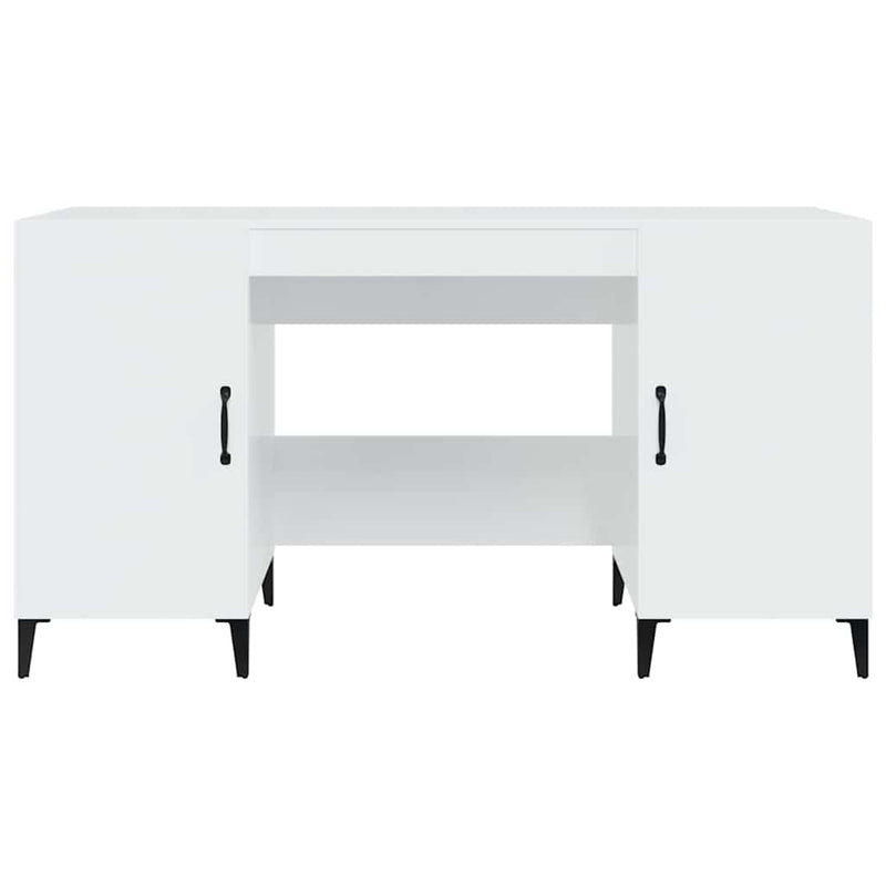 Birou, alb extralucios, 140x50x75 cm, lemn compozit