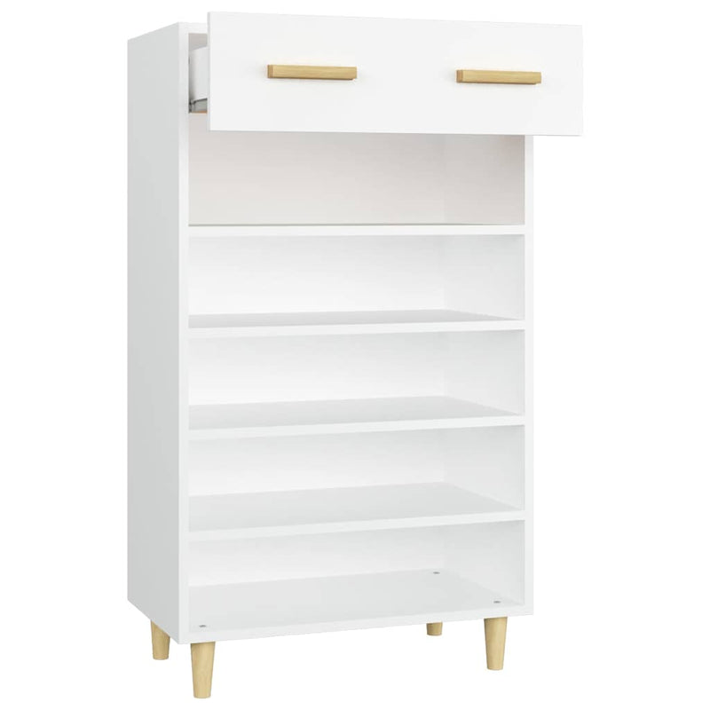 Pantofar, alb, 60x35x105 cm, lemn compozit