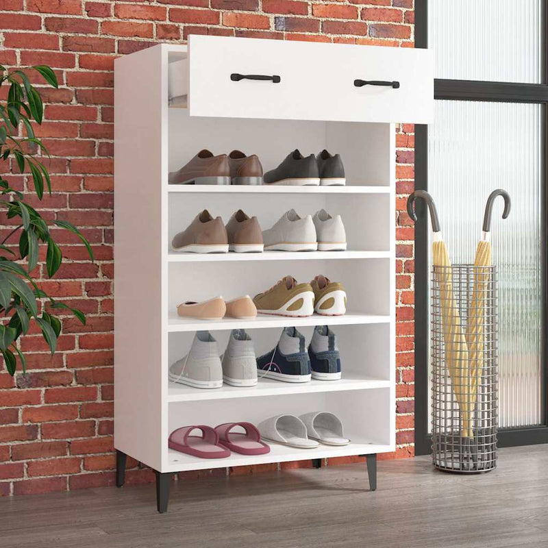 Pantofar, alb, 60x35x105 cm, lemn compozit