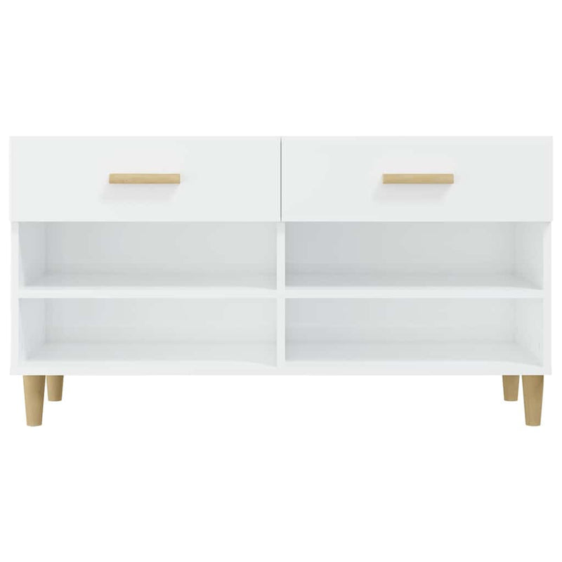 Pantofar, alb extralucios, 102x35x55 cm, lemn compozit