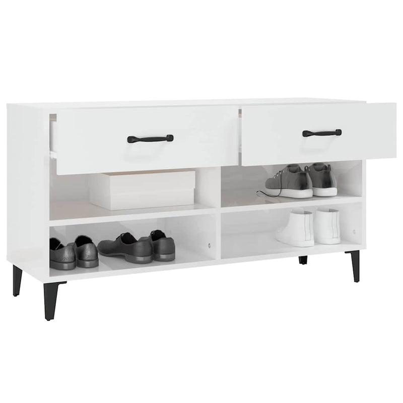 Pantofar, alb extralucios, 102x35x55 cm, lemn compozit