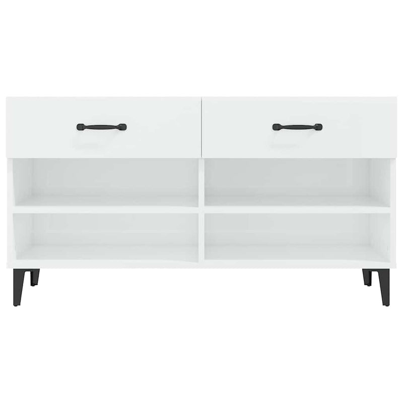 Pantofar, alb extralucios, 102x35x55 cm, lemn compozit