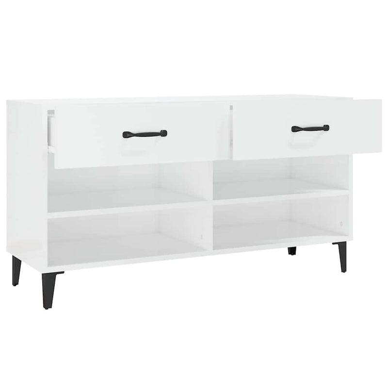 Pantofar, alb extralucios, 102x35x55 cm, lemn compozit