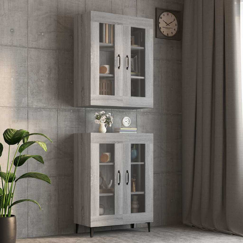 Dulap de perete suspendat, gri sonoma, 69,5x34x90 cm