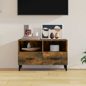 Comodă TV, stejar fumuriu, 80x36x50 cm, lemn prelucrat