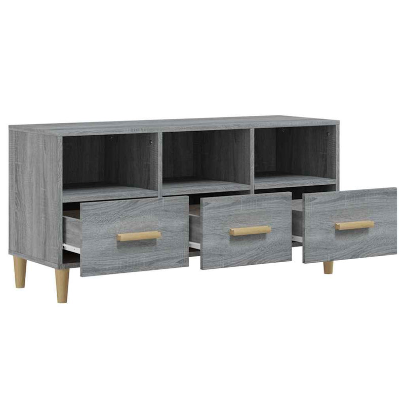 Comodă TV, gri sonoma, 102x36x50 cm, lemn compozit