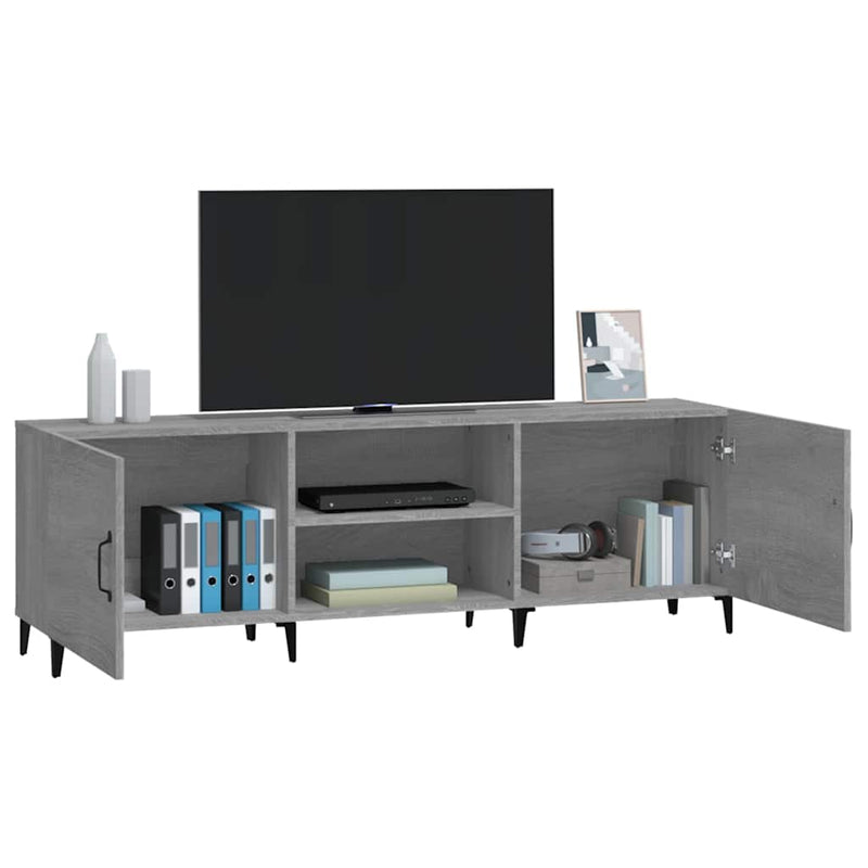 Comodă TV, gri sonoma, 150x30x50 cm, lemn compozit