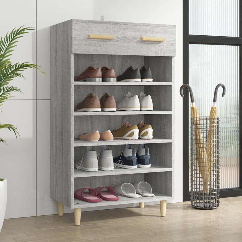 Pantofar, gri sonoma, 60x35x105 cm, lemn compozit